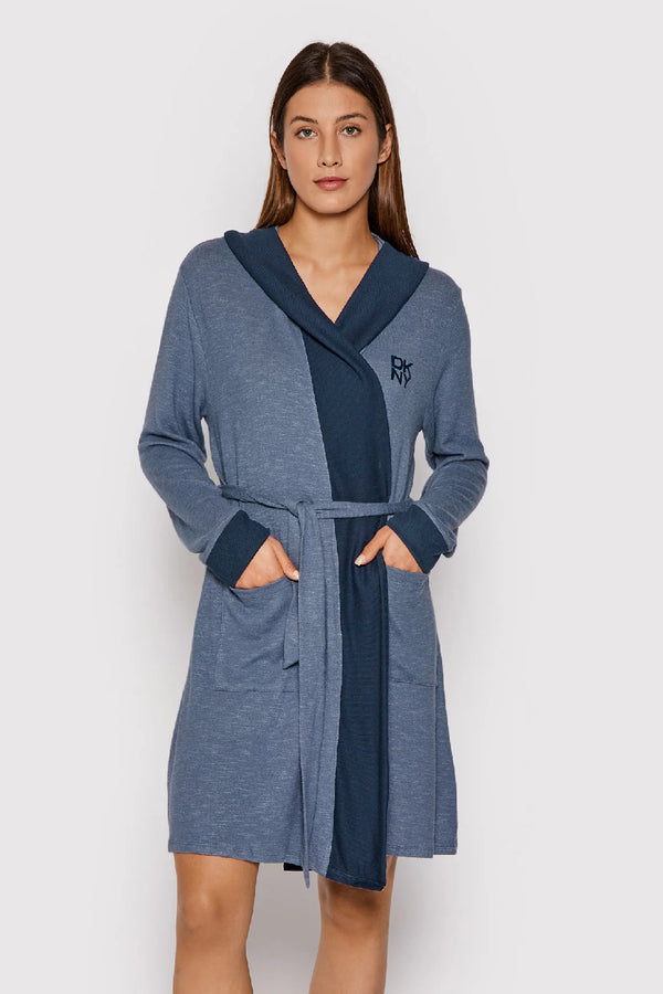 Трикотажний халат з капюшоном YI2022485/427 vintage blue