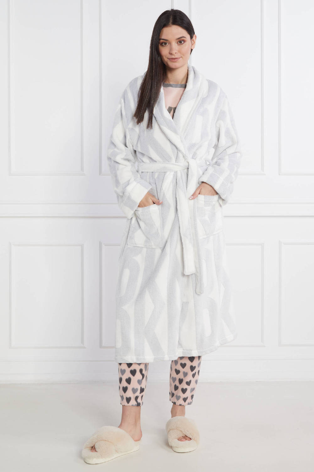 Плюшевый халат YI2522605F/101 white print