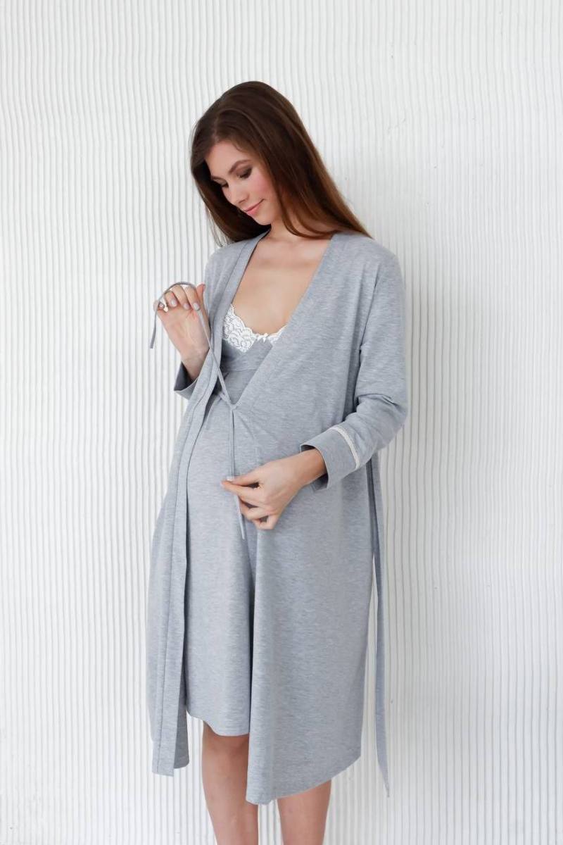 Трикотажный халат для беременных 25314 La Rose gray