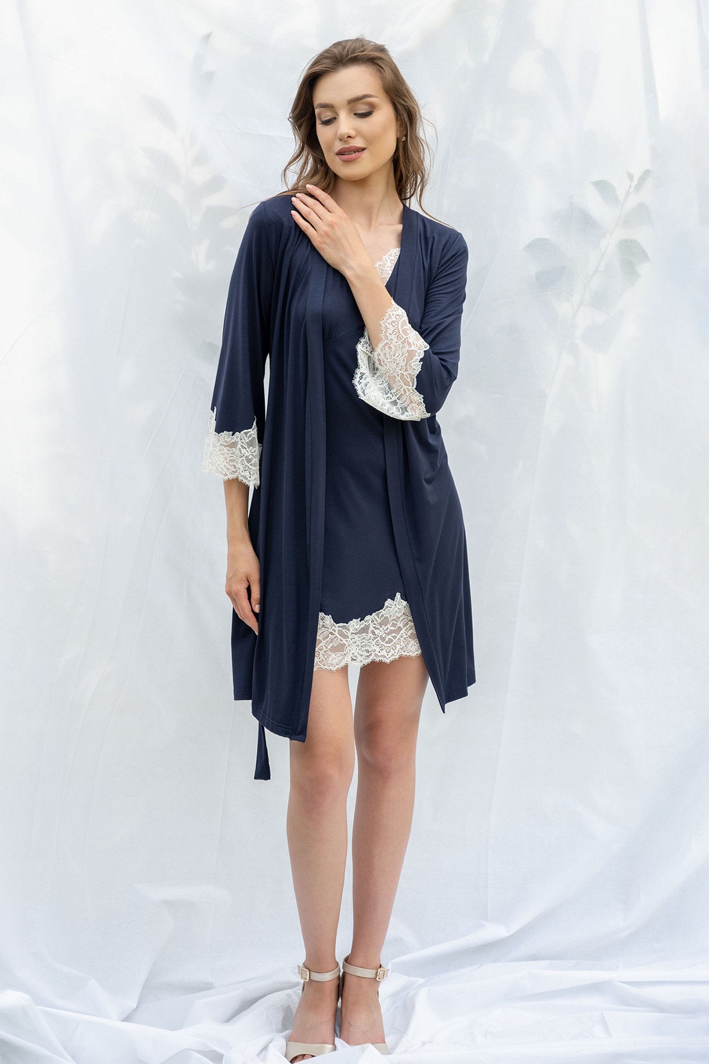 Халат из вискозы 2309/1 navy blue