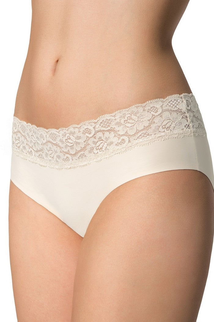 Бесшовные трусики слип с кружевным поясом Hipster