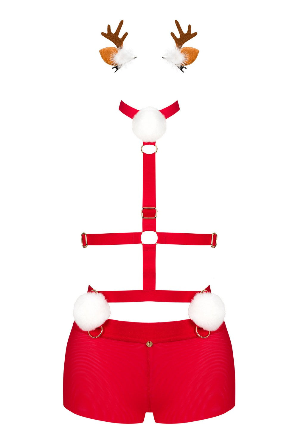 Эротический комплект с открытой грудью MS Reindy red