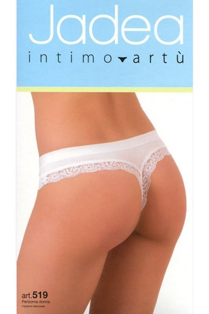 Трикотажные трусики стринг с кружевом 519