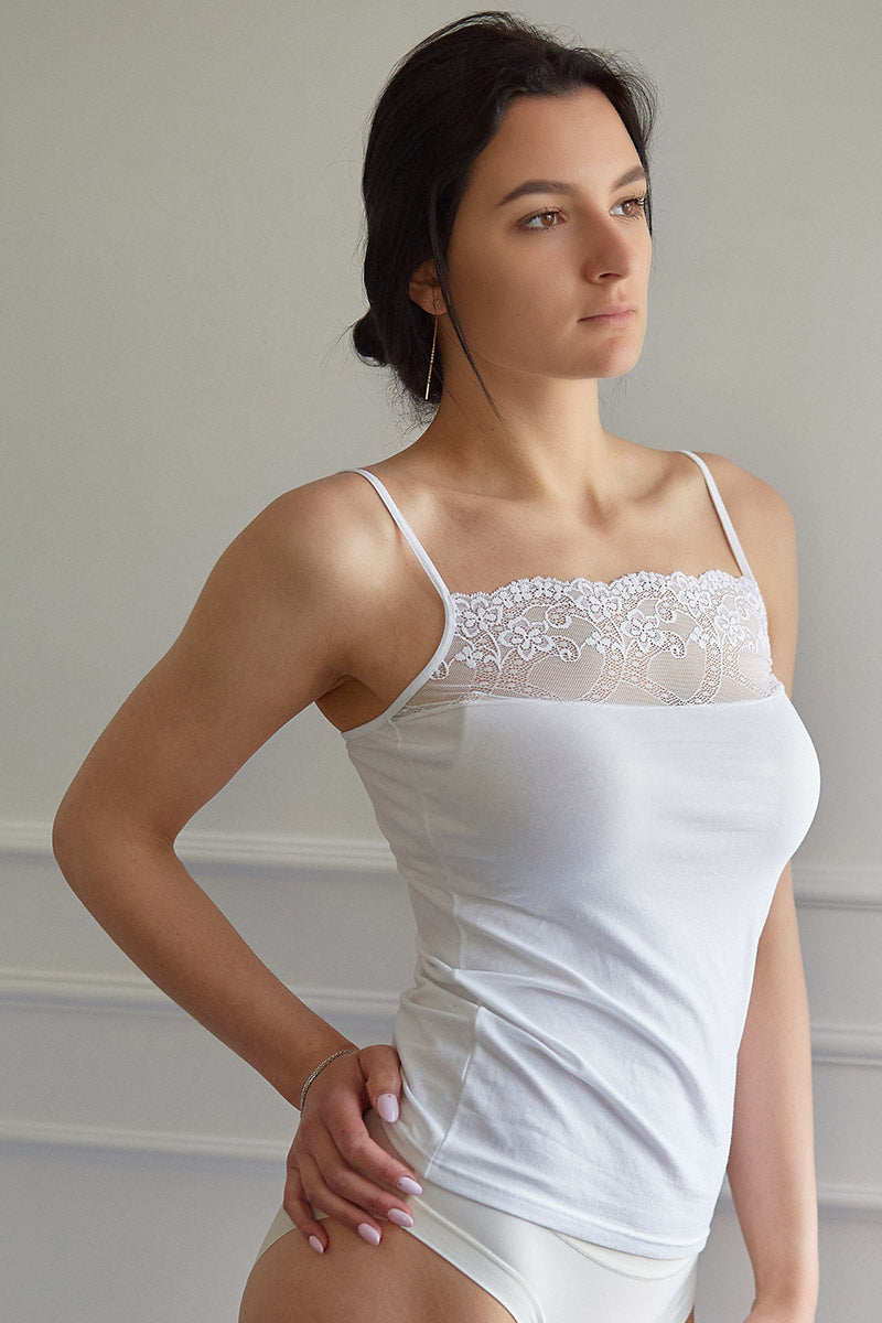 Хлопковая майка с кружевом 45144 CTA B Esencial