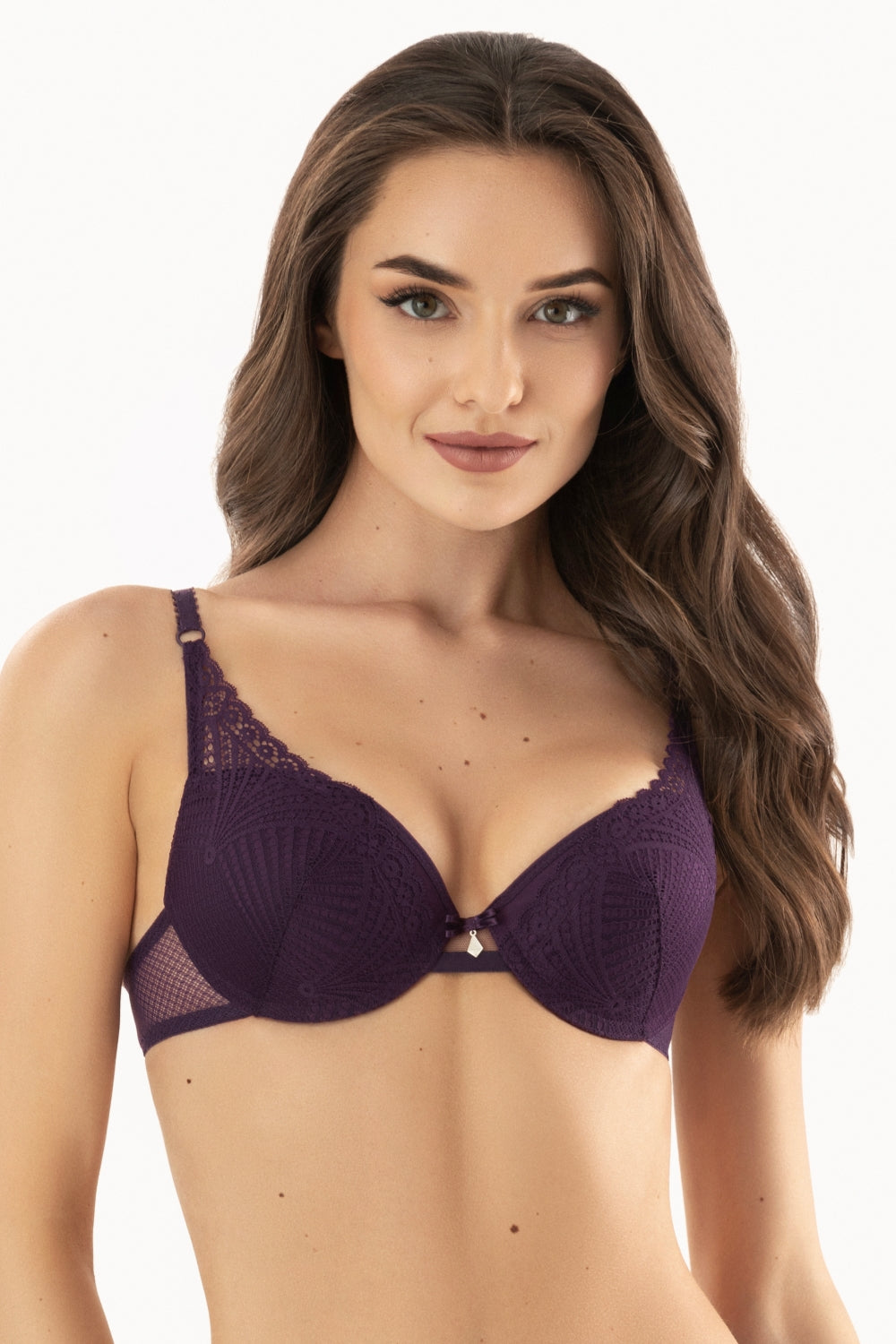 Кружевной бюстгальтер пуш-ап 1124/32 Ines dark violet