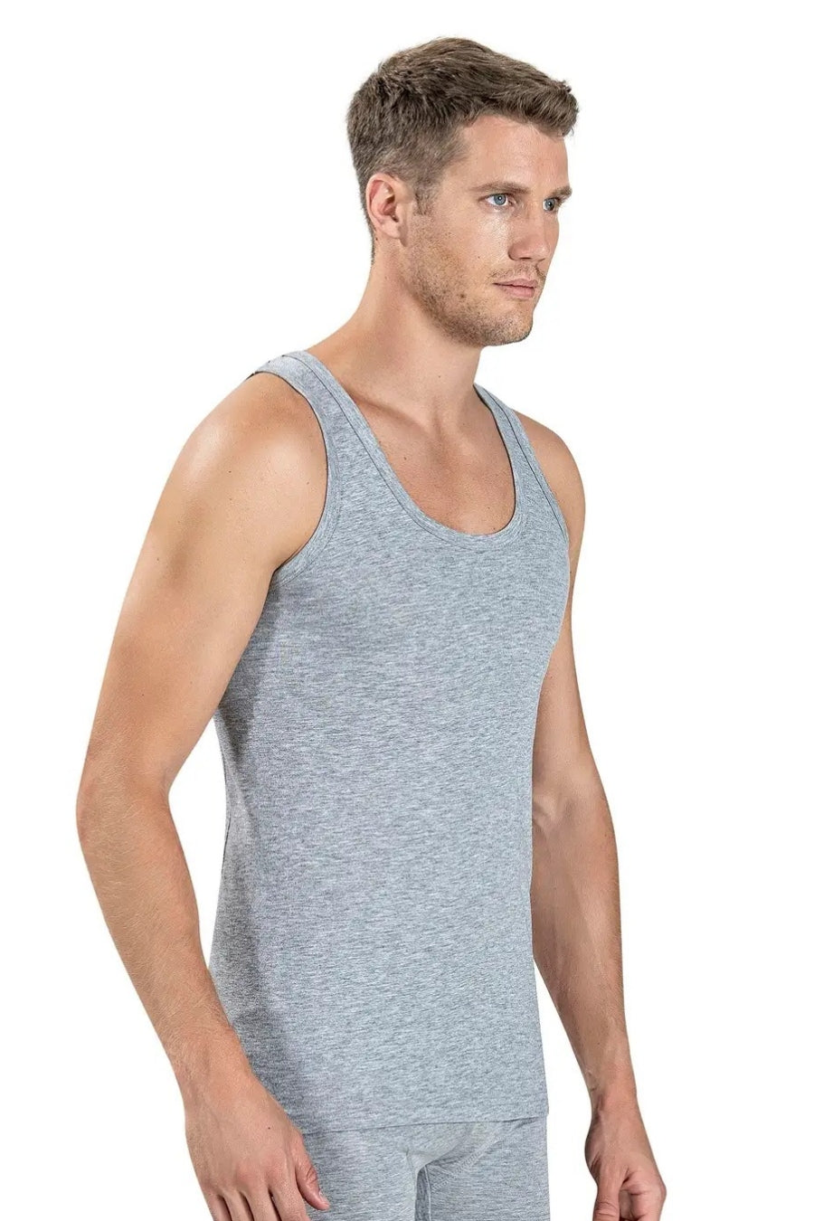 Мужская майка на широких бретелях 113 grey