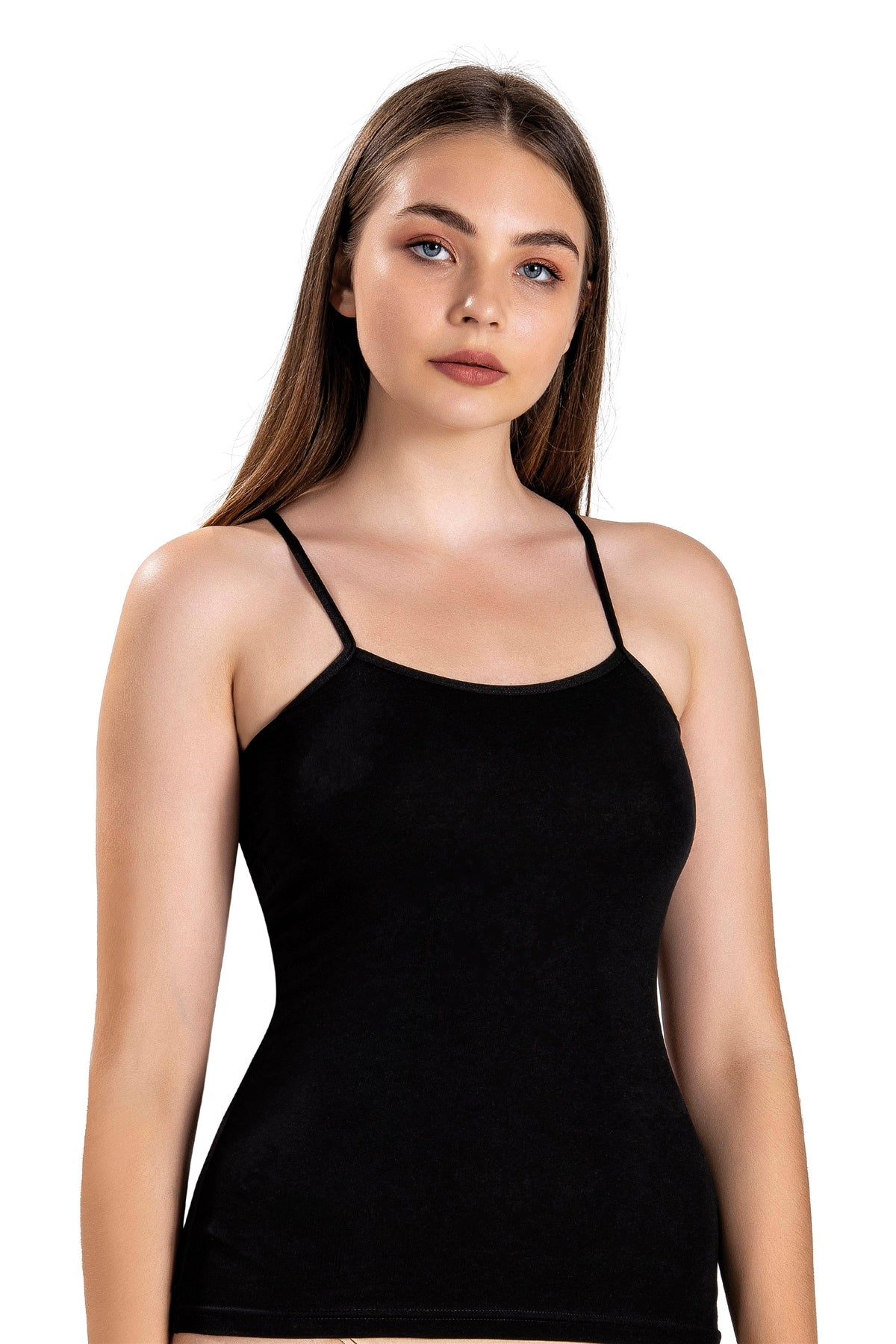 Трикотажная майка на тонких бретелях 503 black