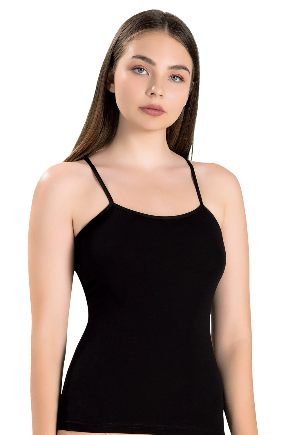 Хлопковая майка на тонких бретелях 603 black