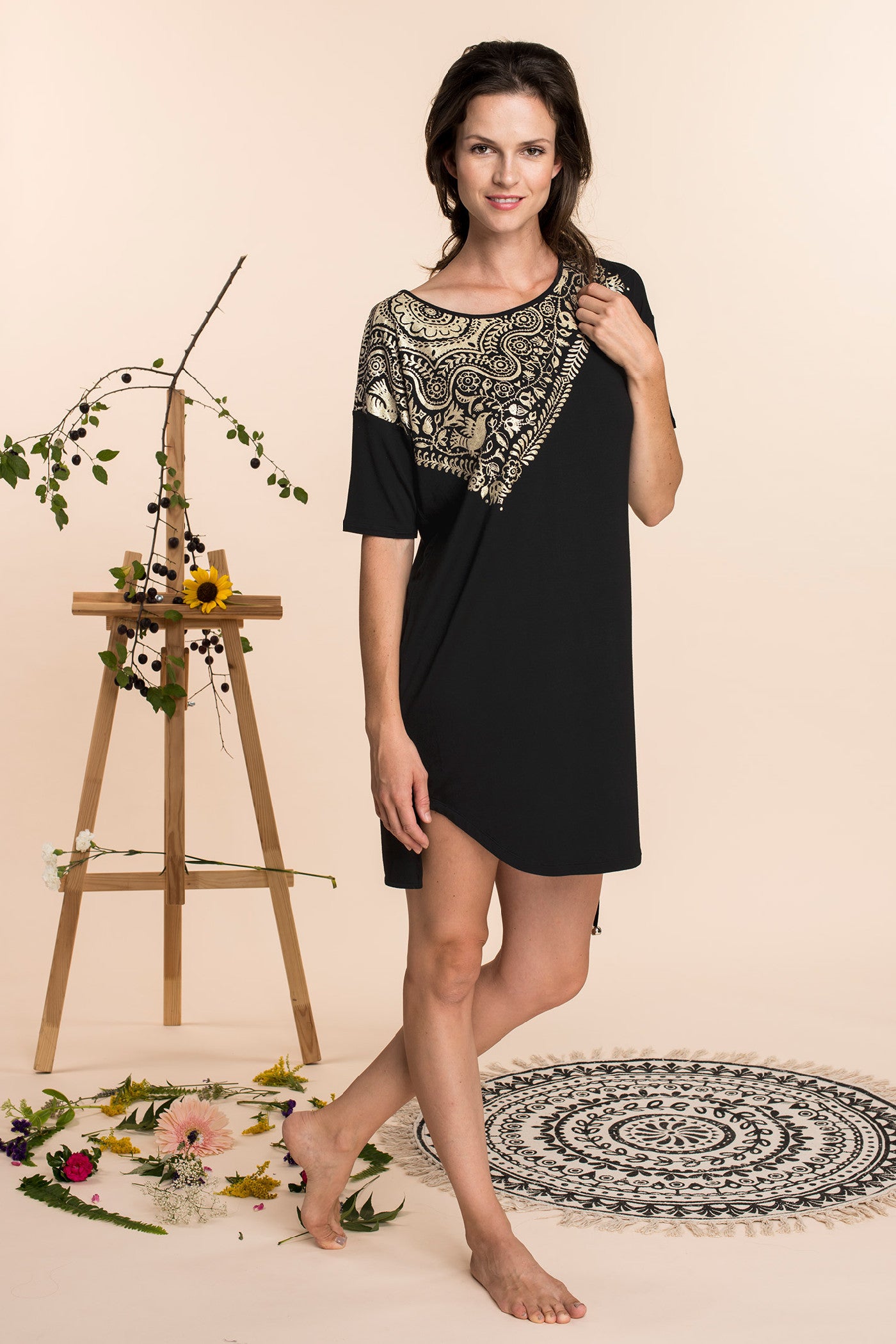 Сукня з віскози з золотим орнаментом LHD 930 A20