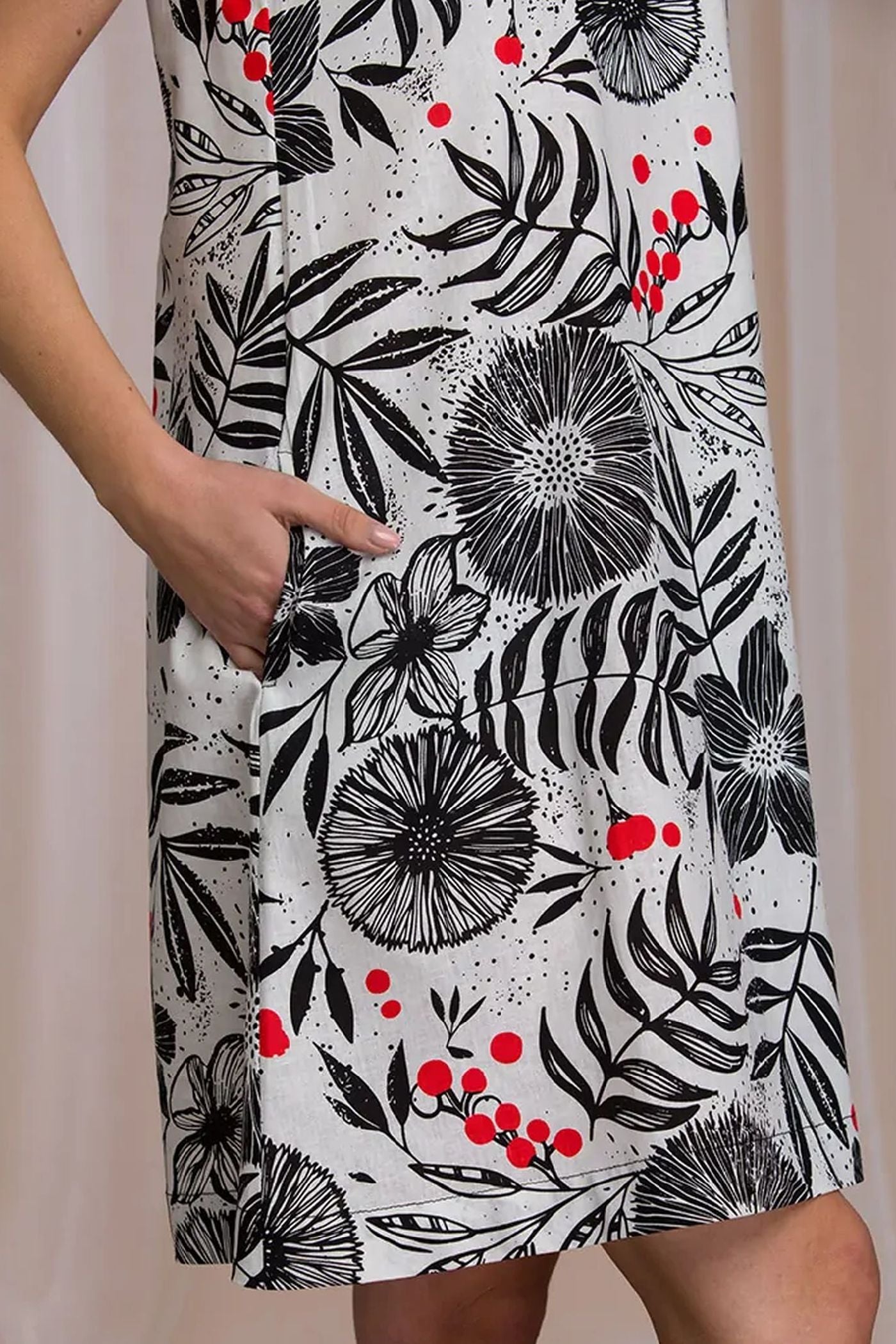 Льняное платье с принтом LHT 945 A21