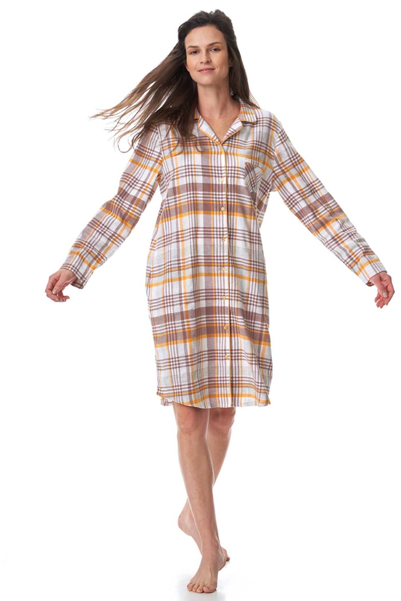 Фланелевая ночная рубашка с длинным рукавом LND 448 B23