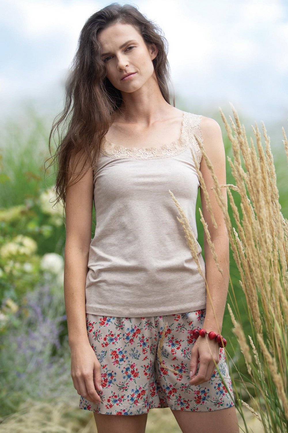 Хлопковая пижама с кружевом LNS 092 A23