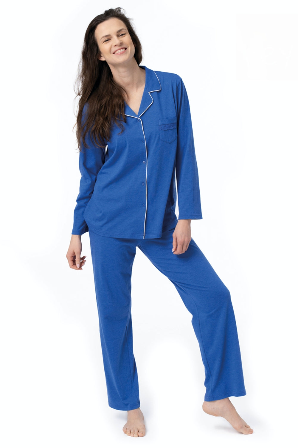 Фланелевая пижама на пуговицах LNS 266 B23 blue