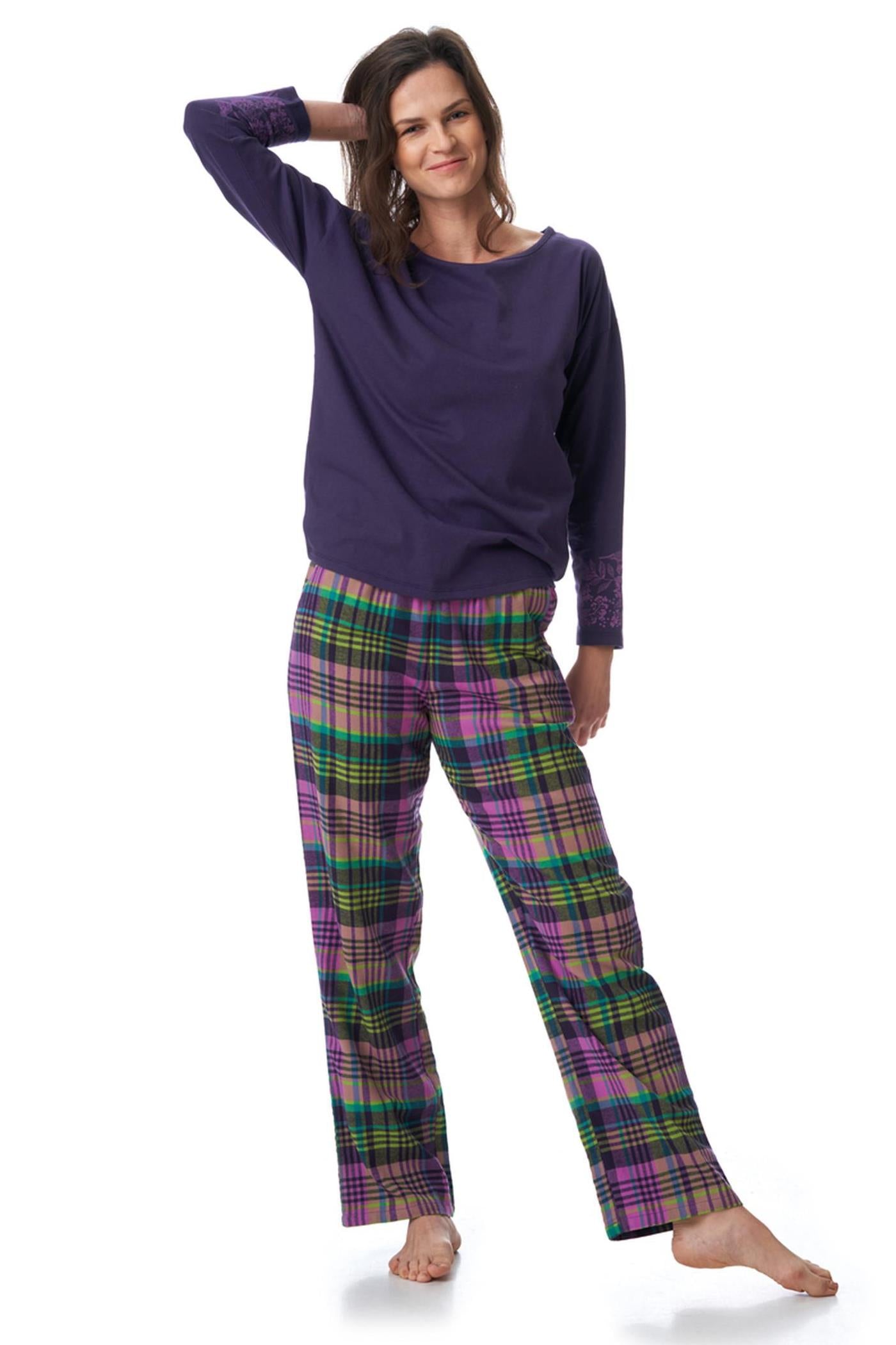 Фланелевая пижама с брюками в клетку LNS 410 B23 violet