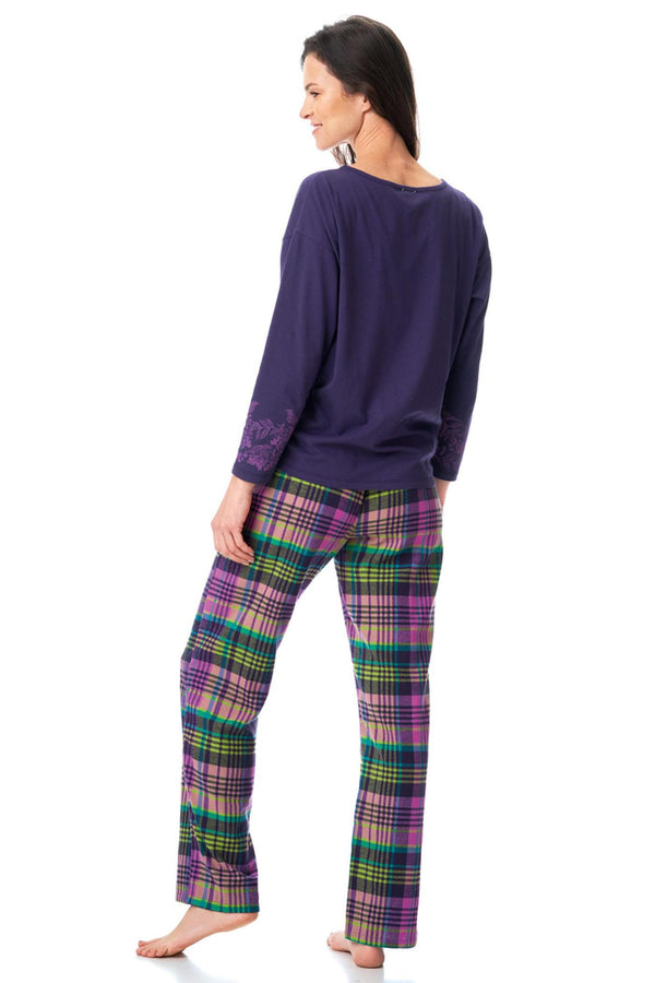 Фланелевая пижама с брюками в клетку LNS 410 B23 violet