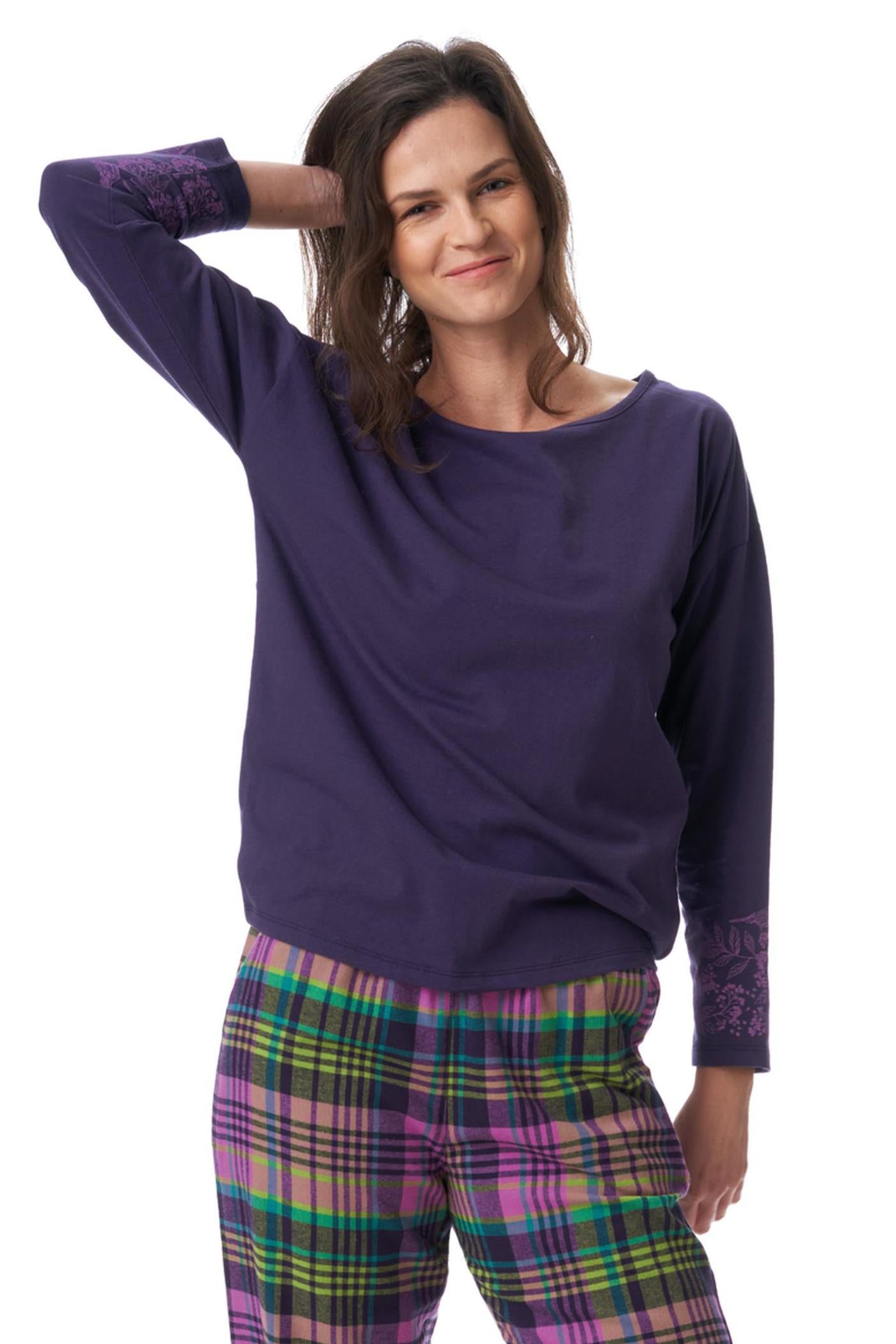 Фланелевая пижама с брюками в клетку LNS 410 B23 violet