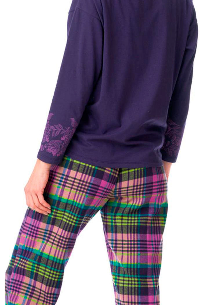 Фланелевая пижама с брюками в клетку LNS 410 B23 violet