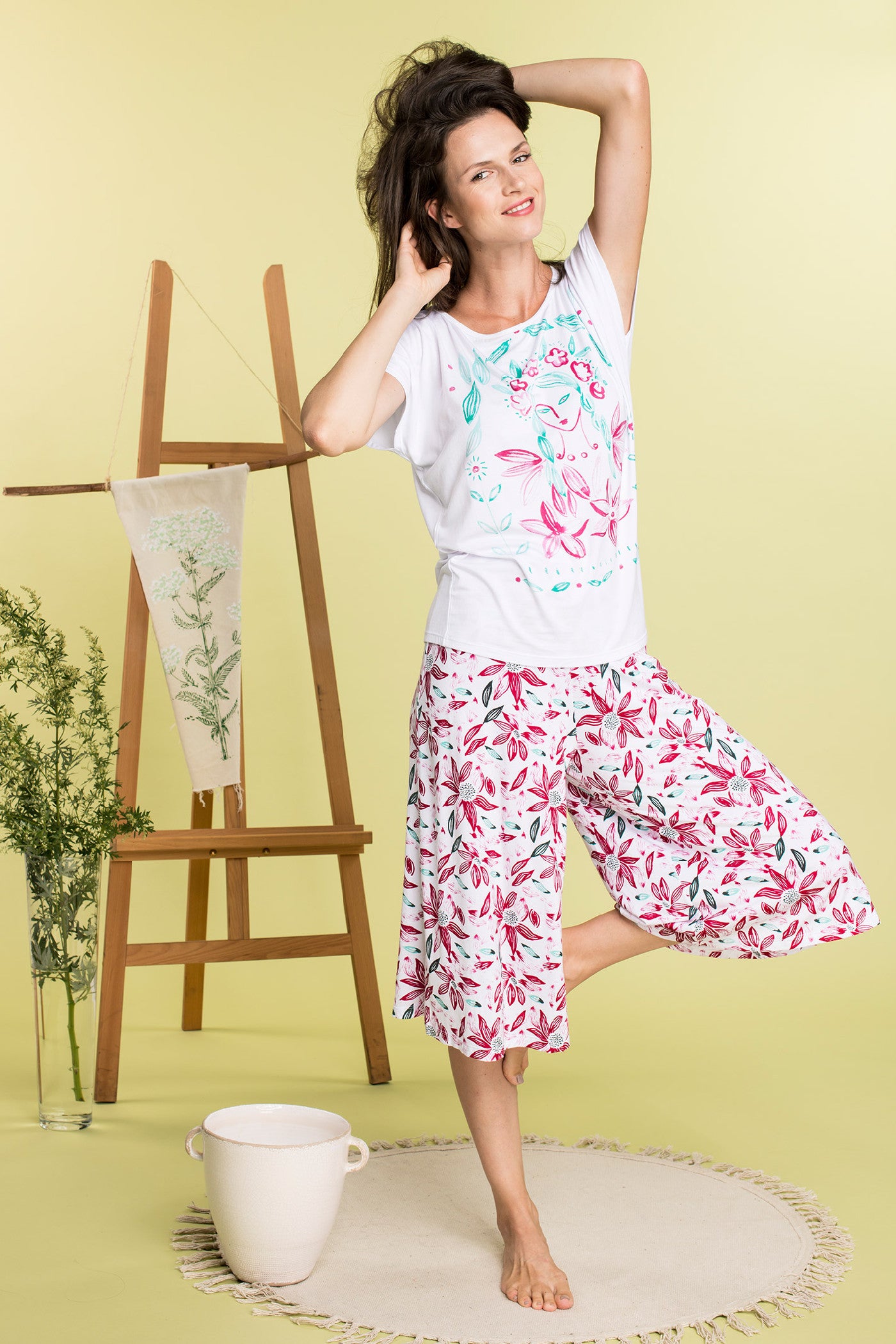 Трикотажна піжама з квітами LNS 505 2 A20