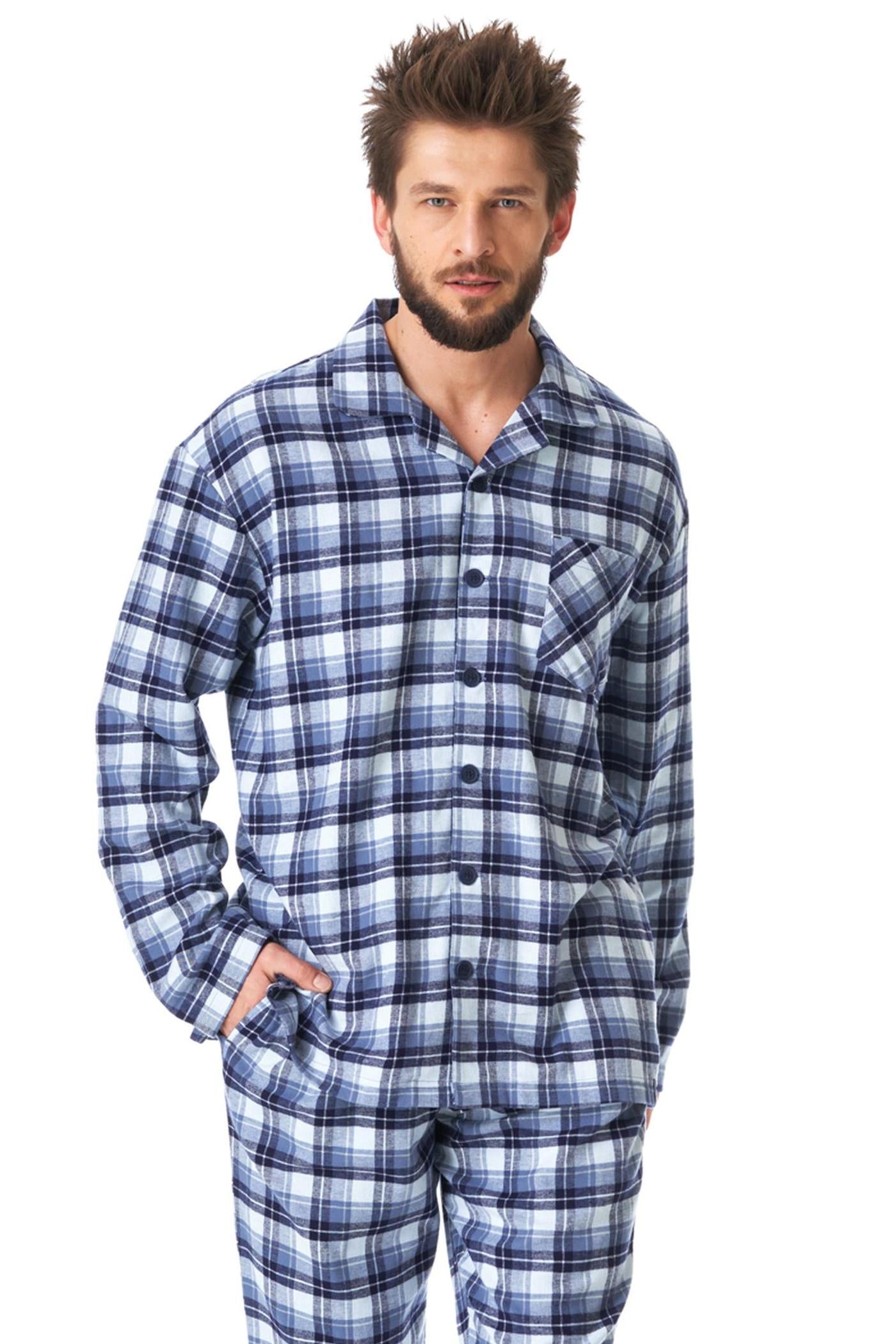 Мужская пижама из хлопка в клетку MNS 426 B23 blue