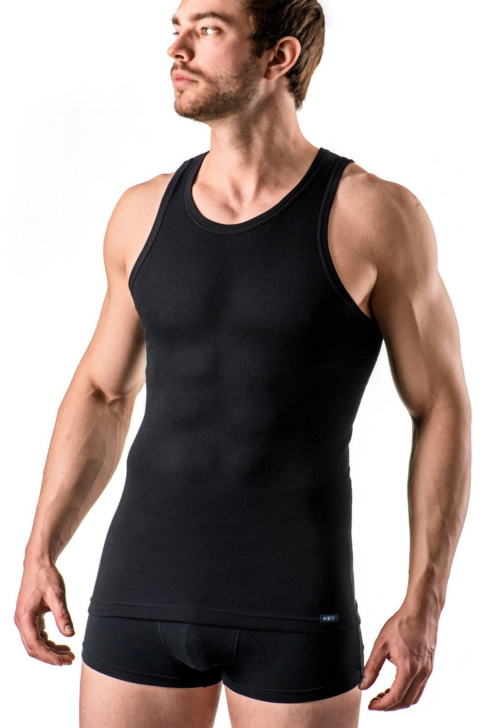 Хлопковая мужская майка на широких бретелях MVS 012