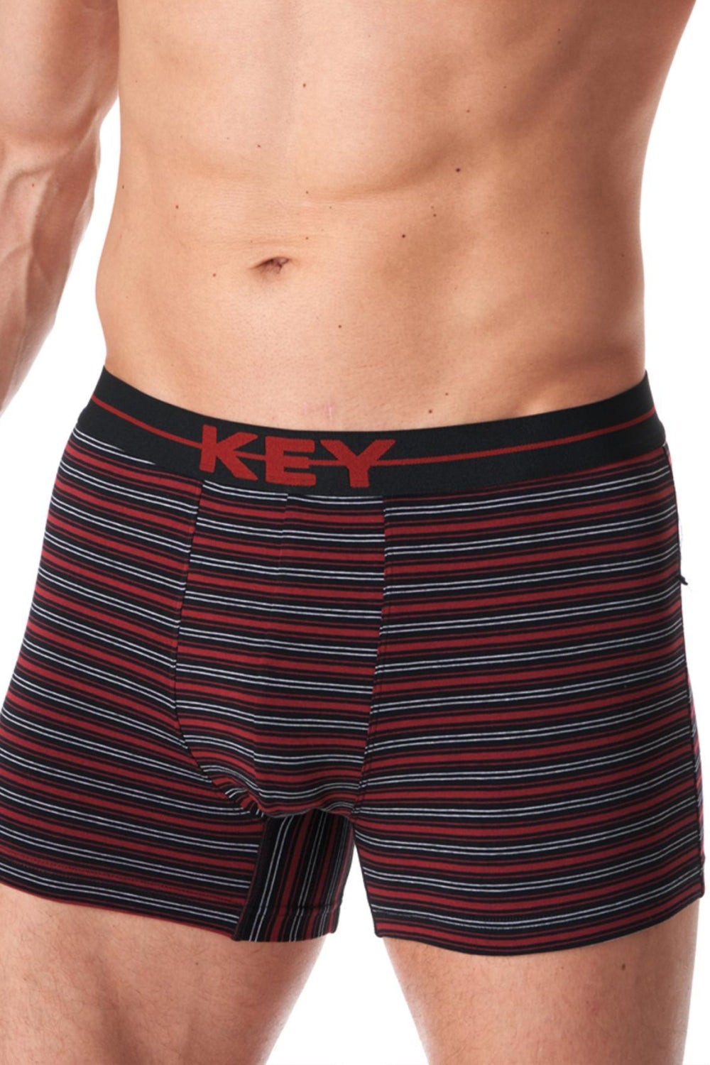 Мужские трусы шорты в полоску MXH 356 B23 melange/red