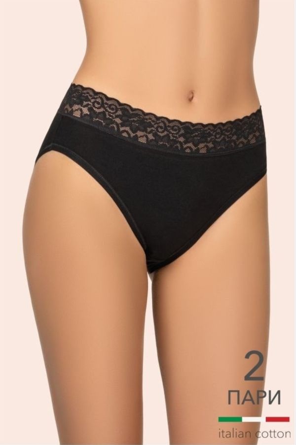 Хлопковые трусики слип 142 C Cotton (2 шт.) black/black