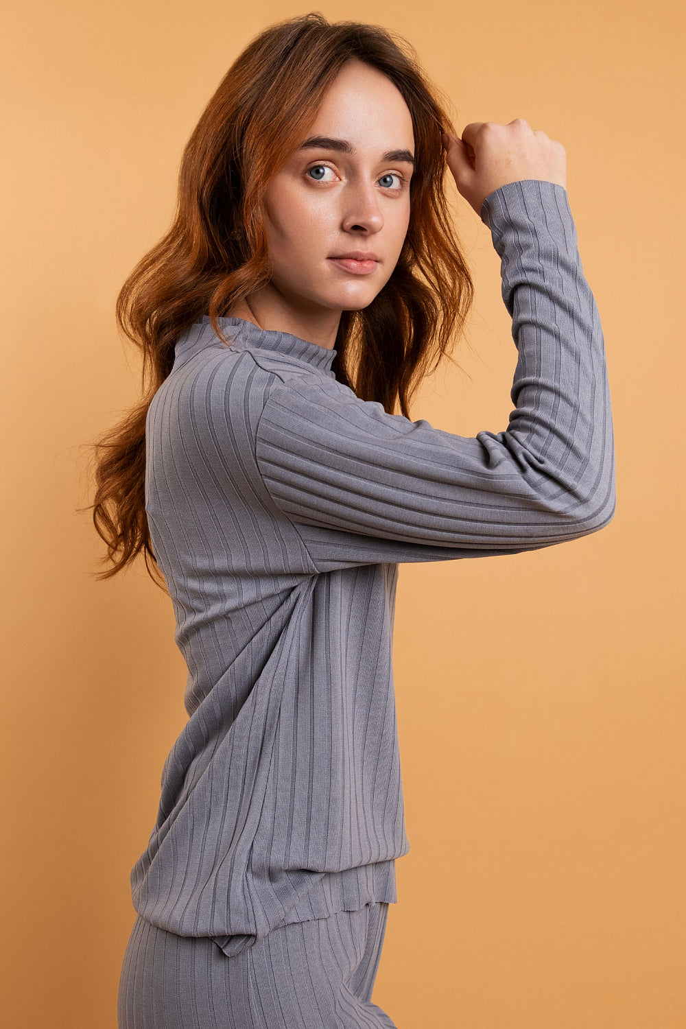 Трикотажний світшот у рубчик HOM2216002 gray