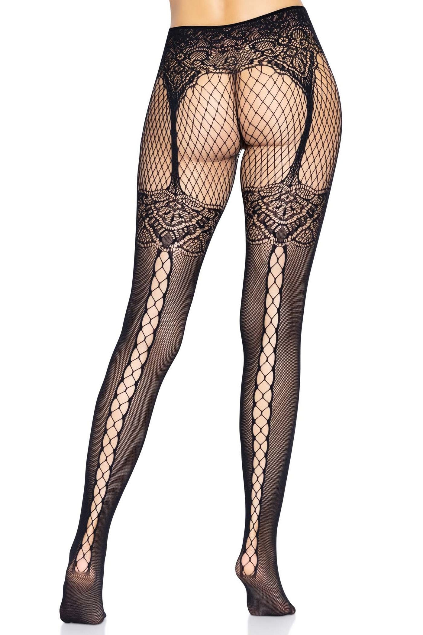 Колготки в сетку симитацией чулок Fishnet tights with back seam