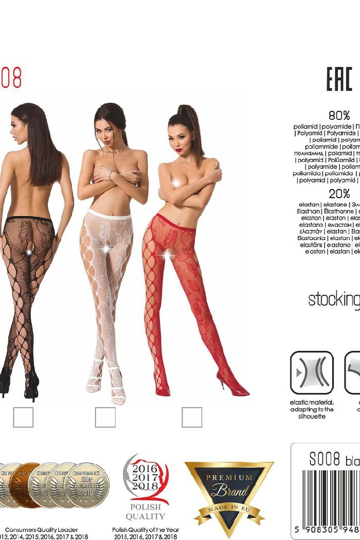 Ажурные колготки с разрезом S008