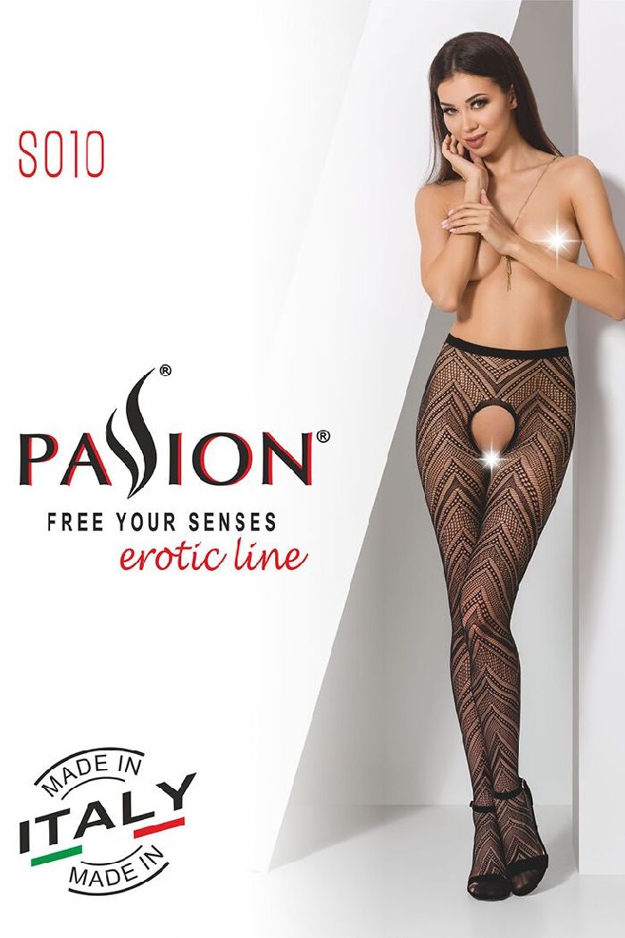 Ажурные колготки с разрезом S010