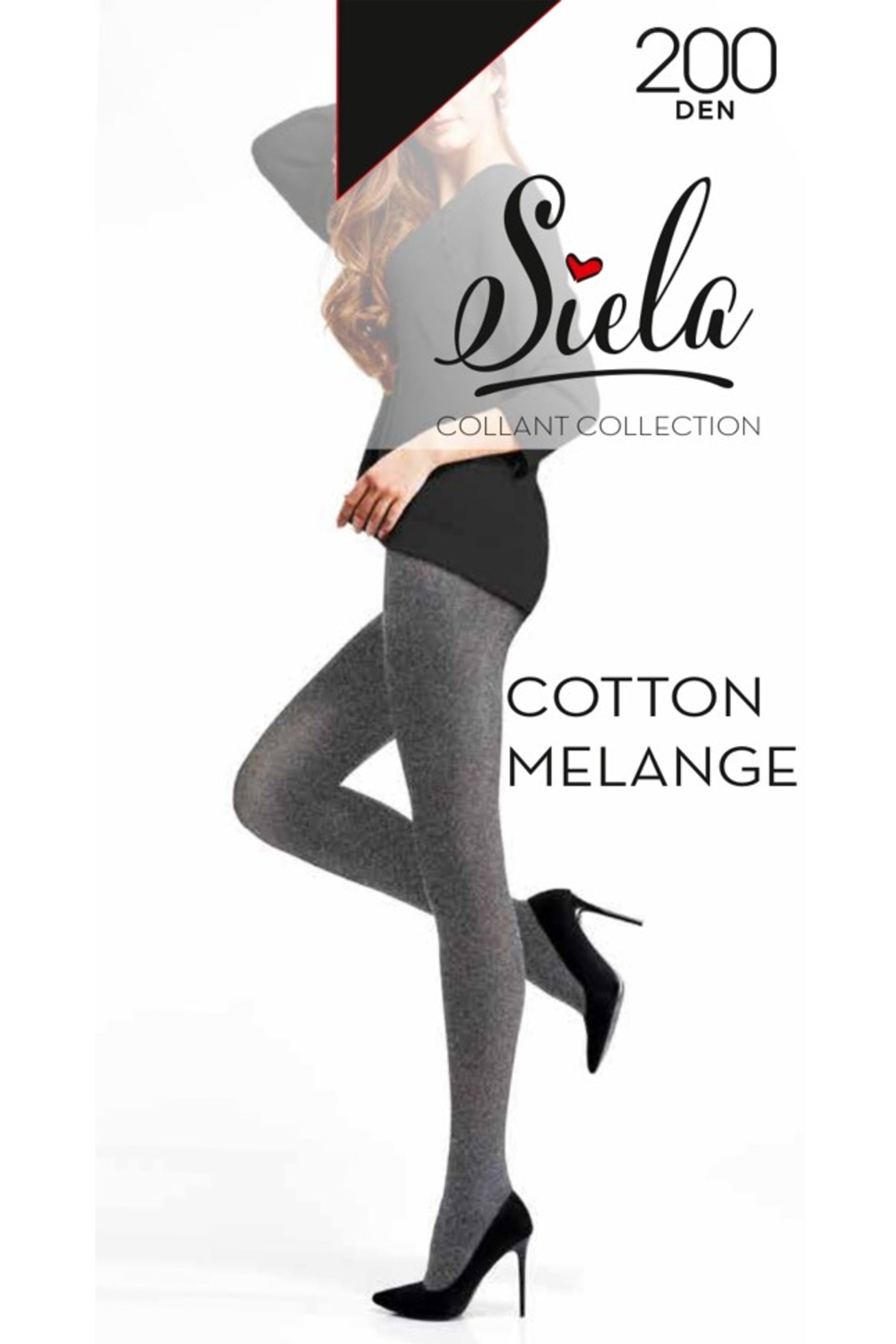 Меланжевые колготки с хлопком Cotton melange 200d