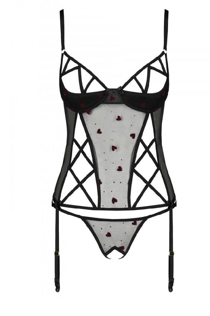 Корсет с пажами для чулок Lovelia black