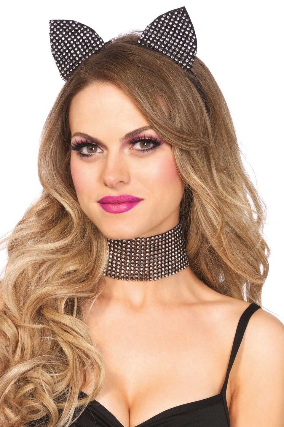 Комплект аксессуаров со стразами Cat Ear Headband & Choker Set