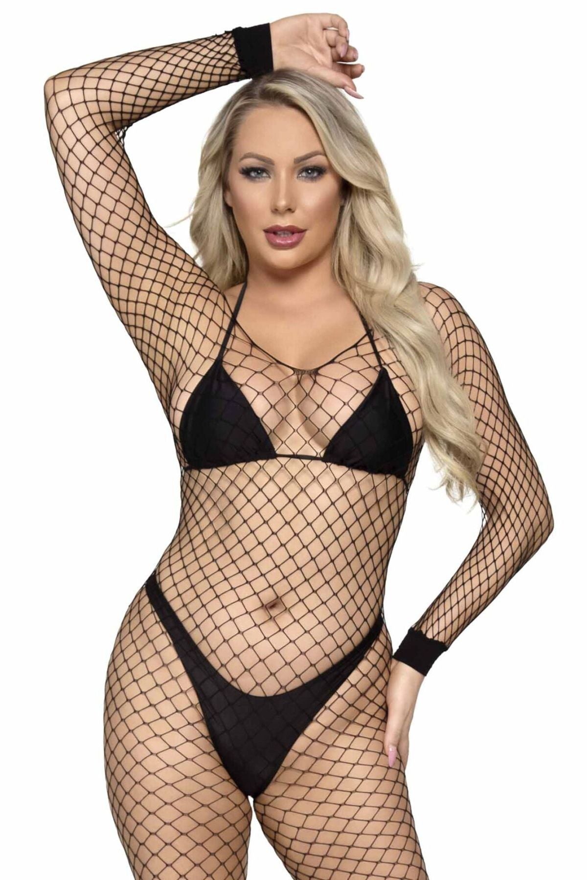 Бодистокинг в крупную сетку Long Sleeved black