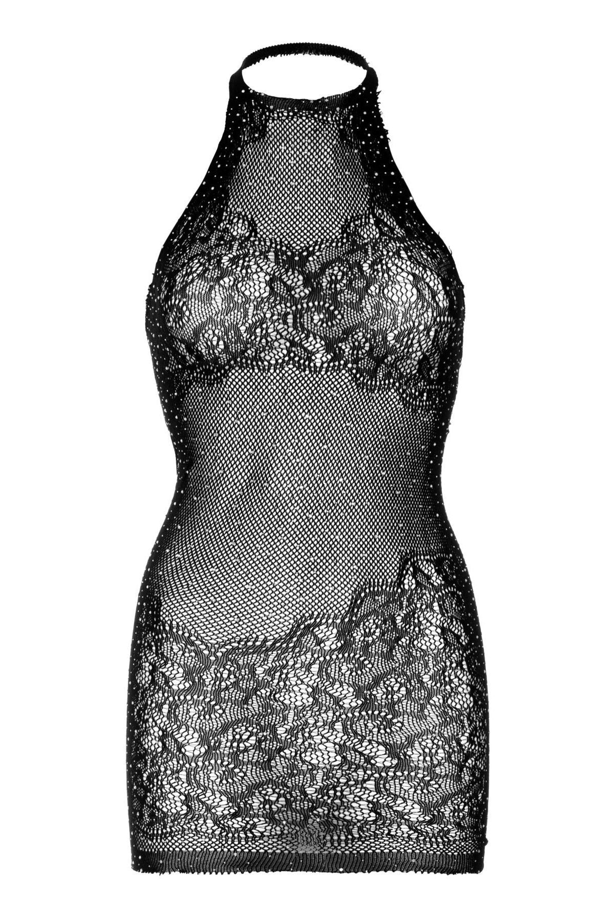 Платье-сетка со стразами Rhinestone Halter black
