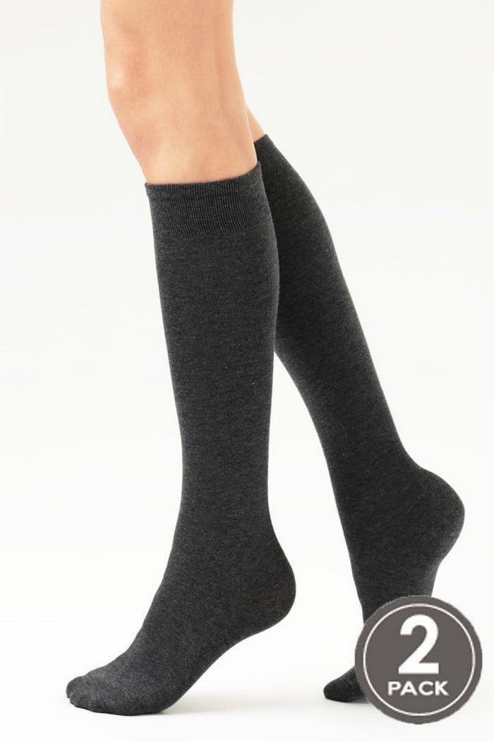Хлопковые гольфы Knee high 108 120d (2 пары) black
