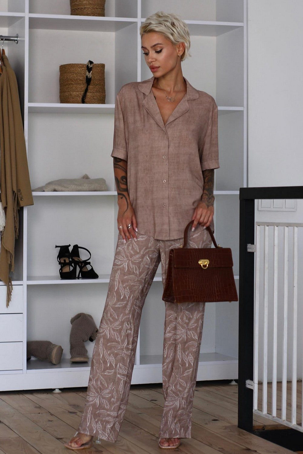 Брюки с растительным принтом 1528/67008