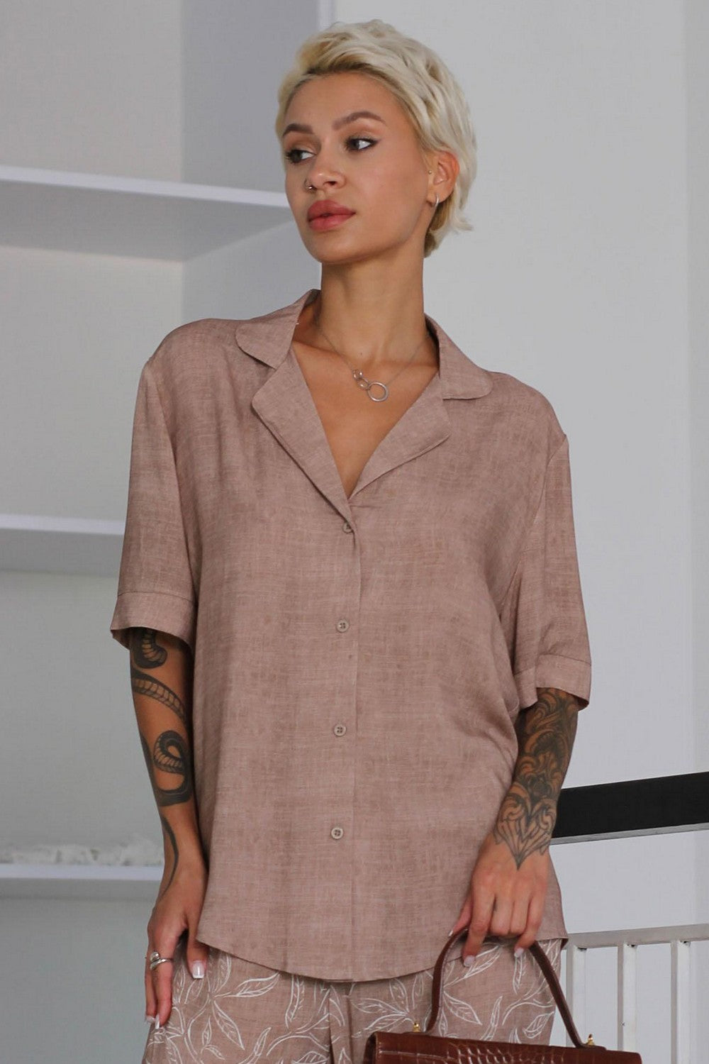 Пижамная блуза на пуговицах 1554/67009