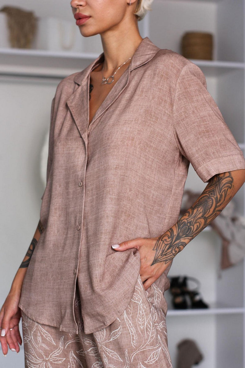 Пижамная блуза на пуговицах 1554/67009
