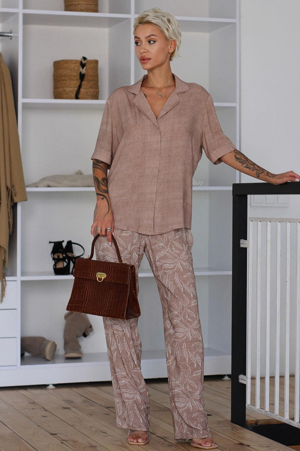 Пижамная блуза на пуговицах 1554/67009