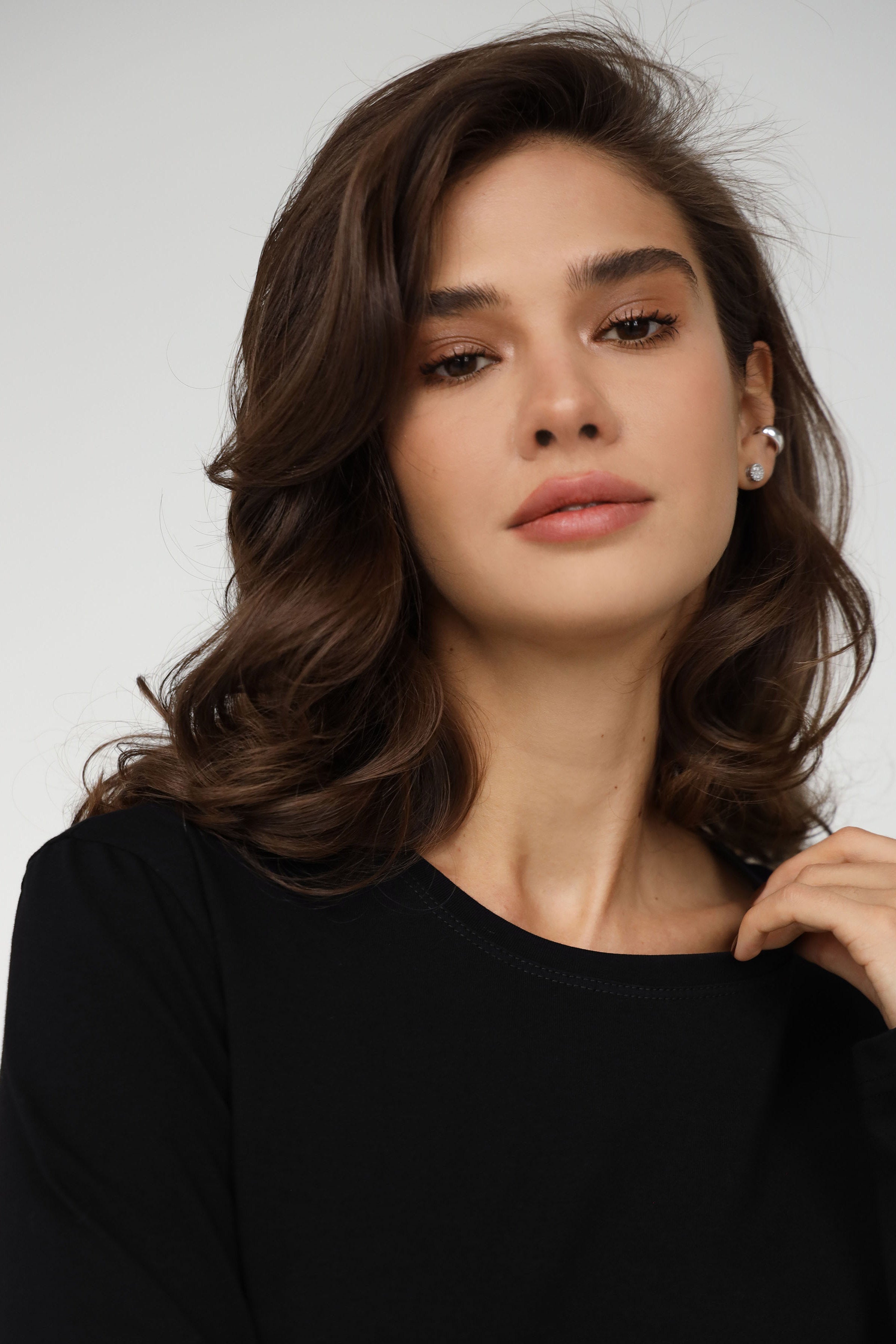 Хлопковый лонгслив 23118 black