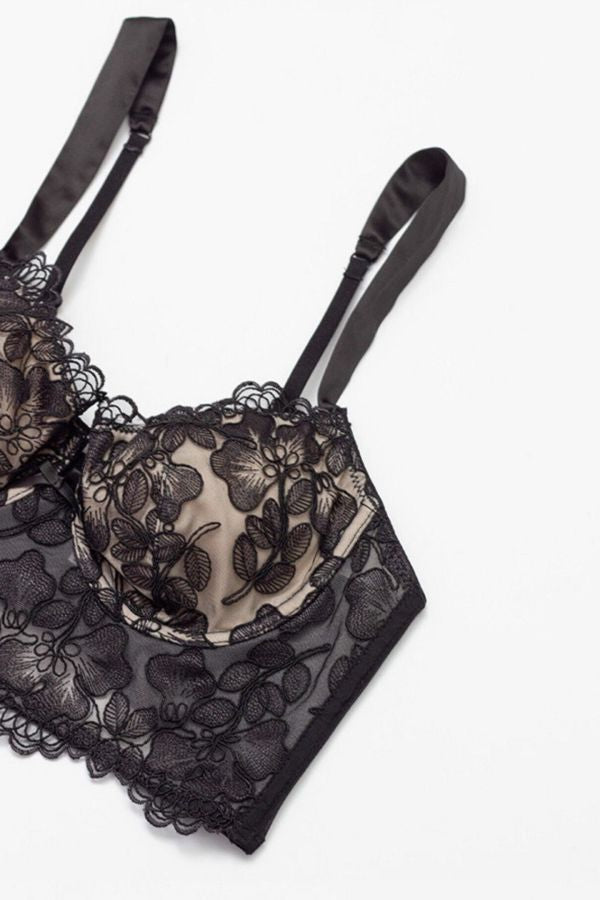 Бюстгальтер с цветочным кружевом КС006БВ black