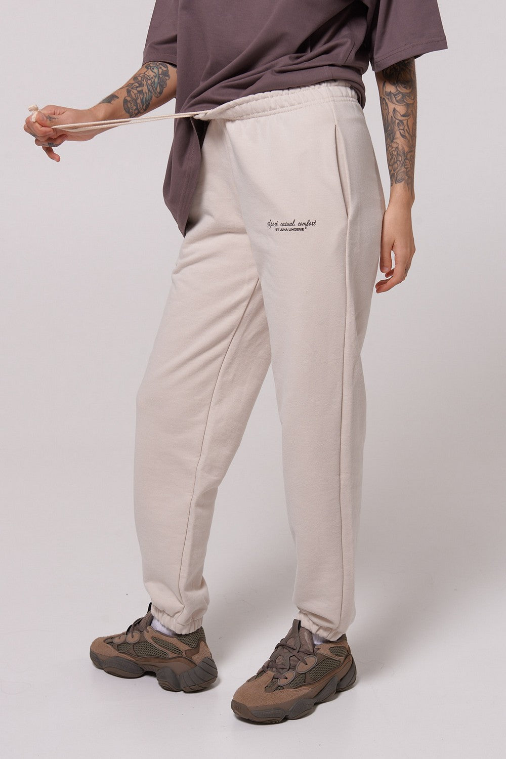 Хлопковые джоггеры с карманами LC001j pearl