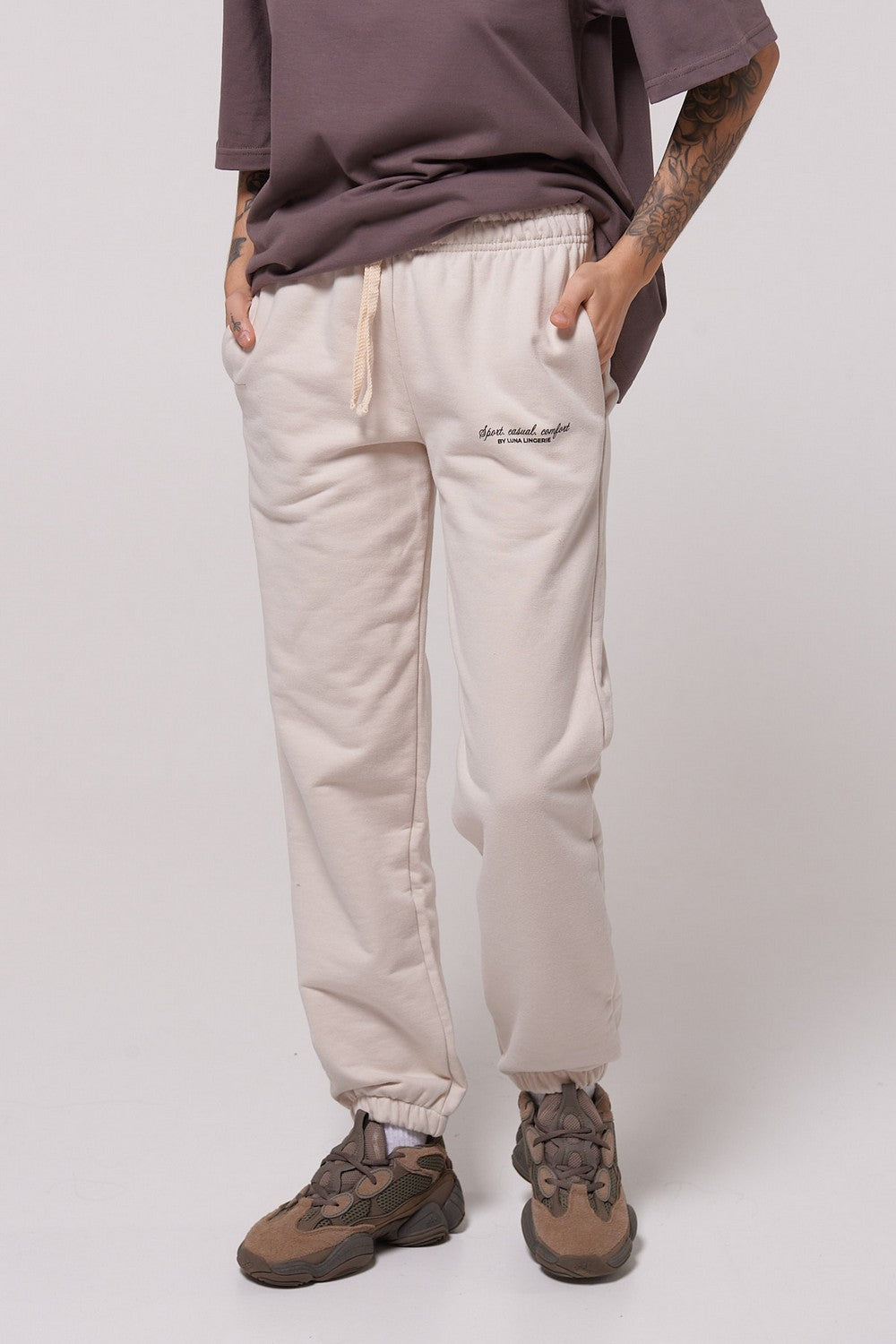Хлопковые джоггеры с карманами LC001j pearl