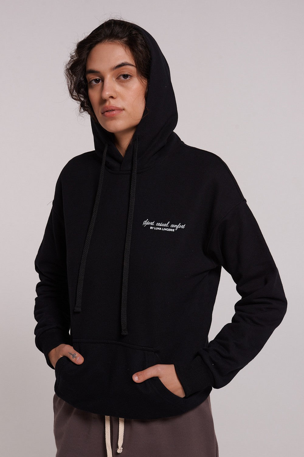 Трикотажное худи с капюшоном LC003h black