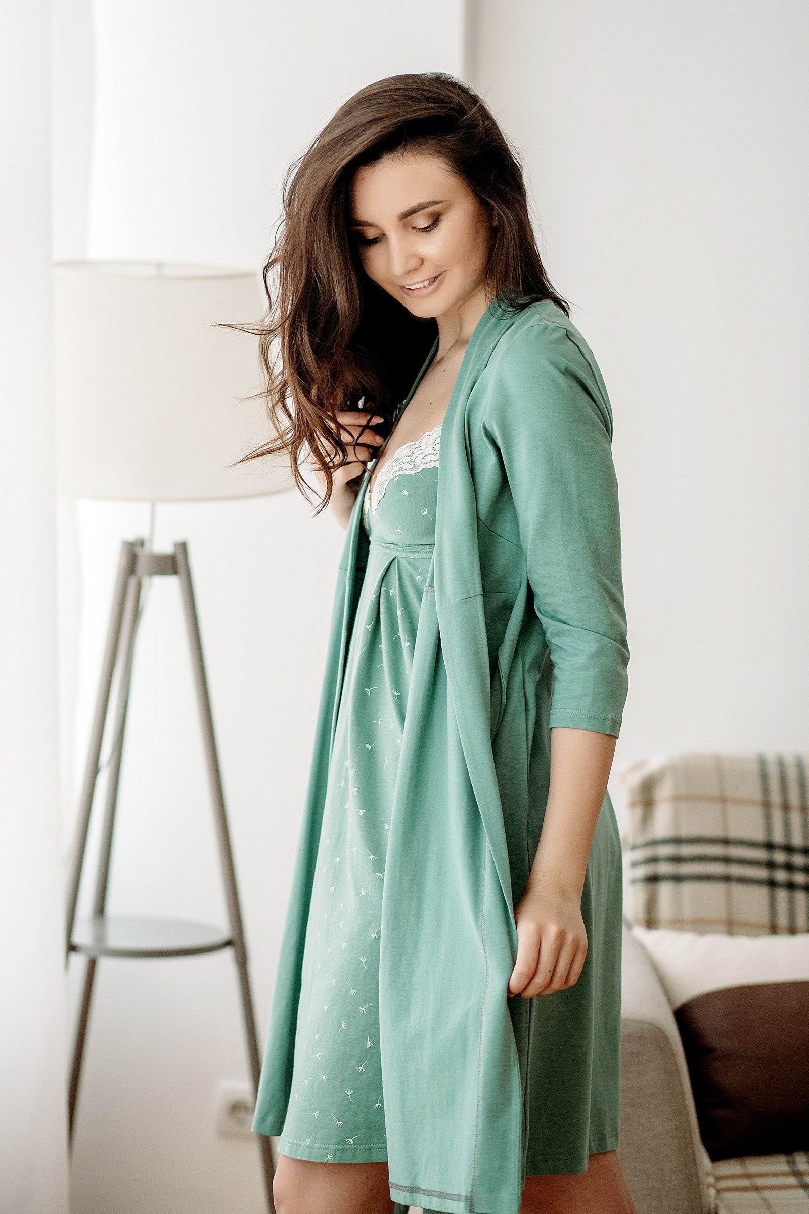 Трикотажный халат для беременных 25310 Rosemary