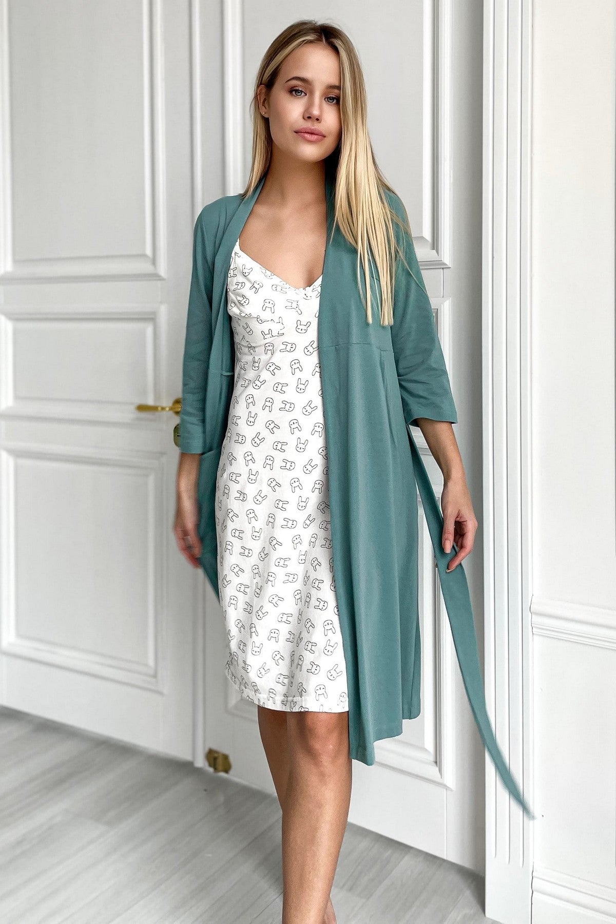 Трикотажный халат для беременных 25310 Rosemary