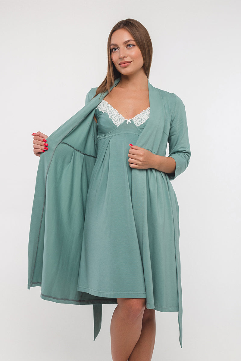 Трикотажный халат для беременных 25310 Rosemary