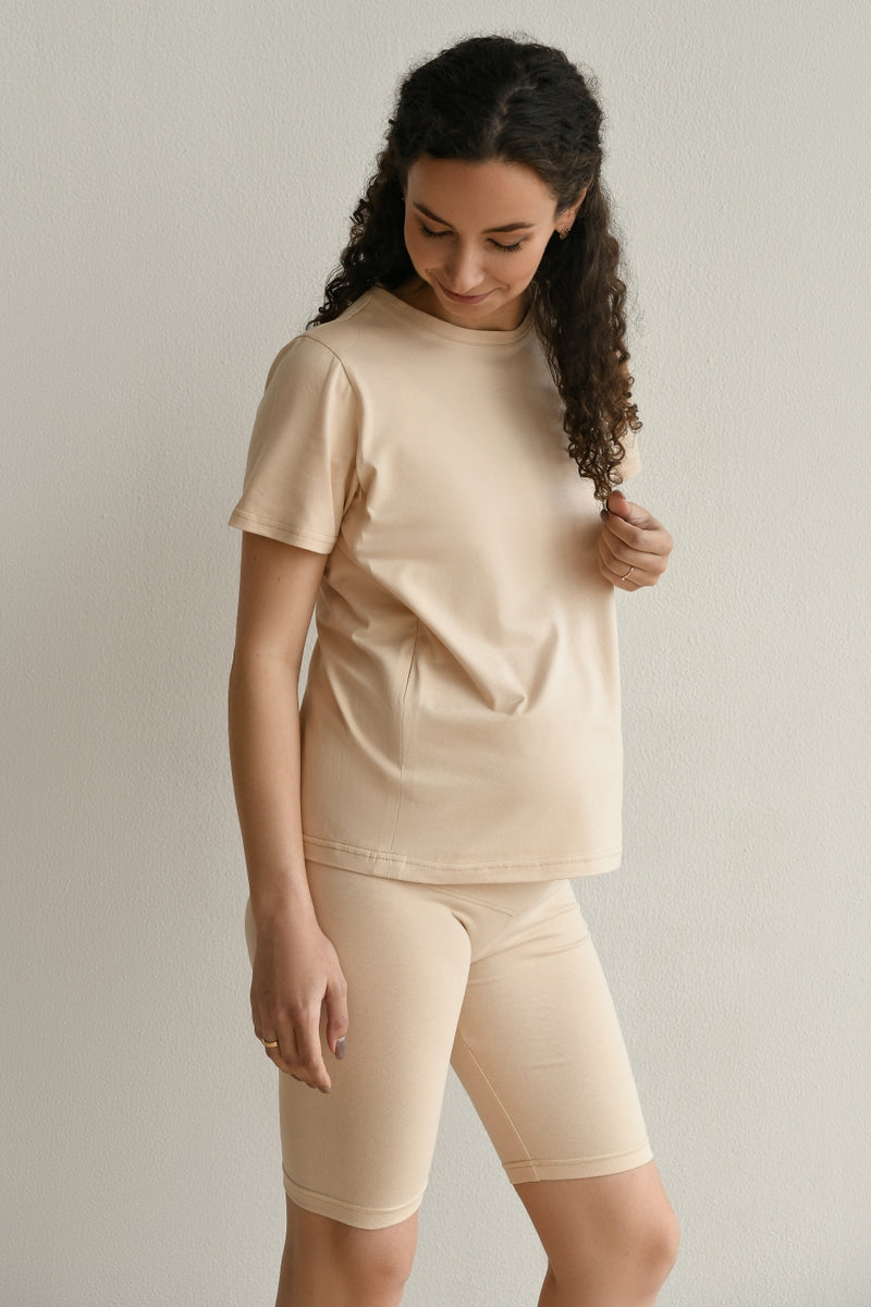 Бавовняна футболка для вагітних 24300 beige