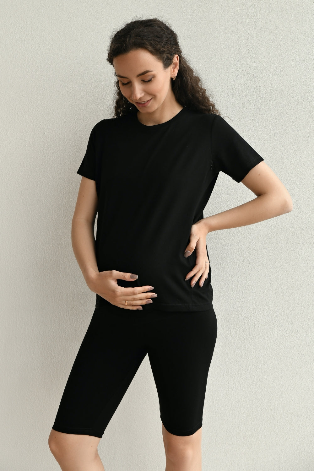 Хлопковая футболка для беременных 24300 black